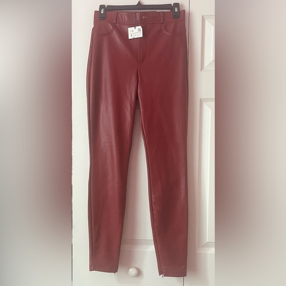 Zara Red Faux Leather Leggings S NWT - Picture 5 of 8